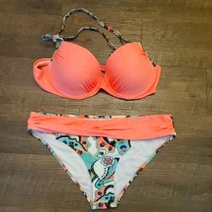 🌞3/$15 XL coral bikini NWOT
